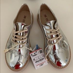 Zara Kids silver shoes, sz 1 US, brand new